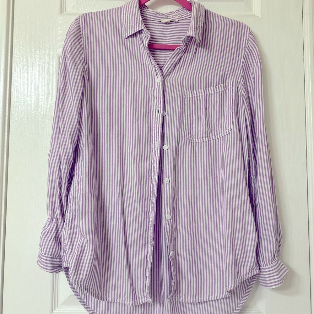 Purple and White Button Down